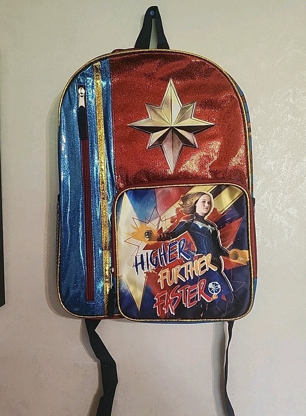 Captain Marvel Back Pack Bookbag Full Size - New Red & Blue